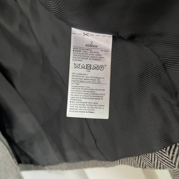 Banana Republic Wool Zipper Jacket Blazer Black and White Size Small - Picture 4 of 4